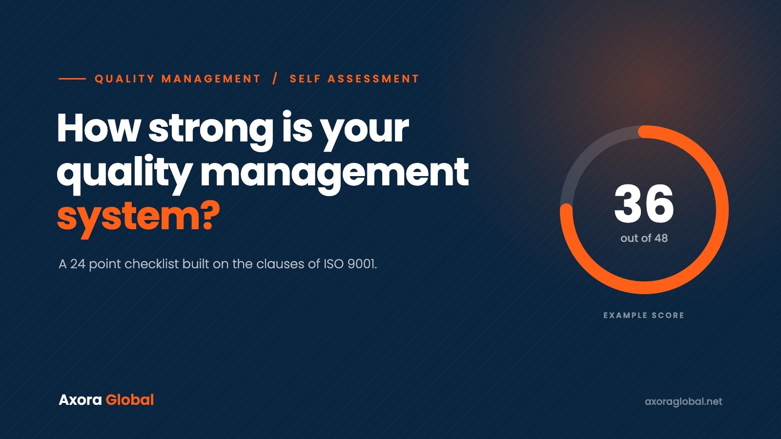 How strong is your quality management system, a 24 point QMS self assessment checklist based on ISO 9001, Axora Global